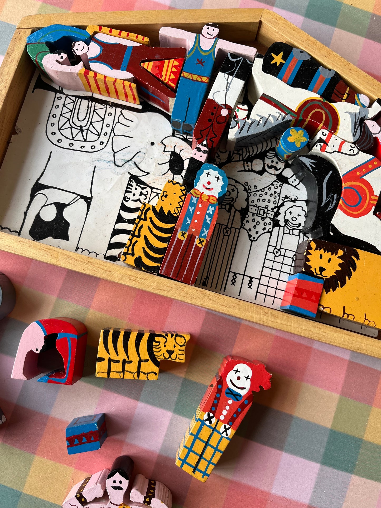 Vintage wooden circus puzzle