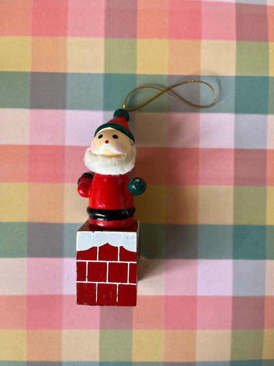 Vintage wooden chimney Santas