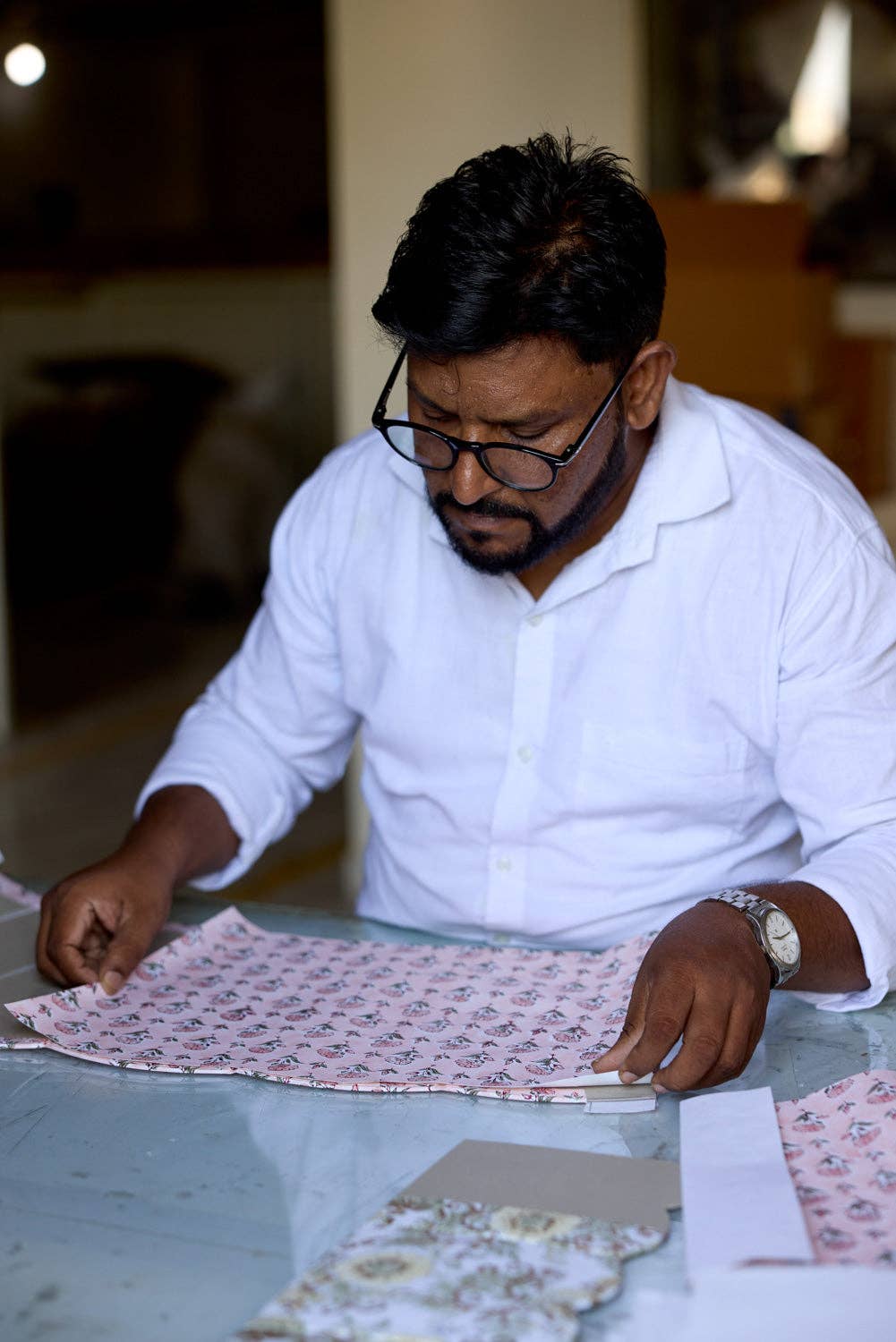 Block Printed Tissue Box - Ditsy Floral Blush