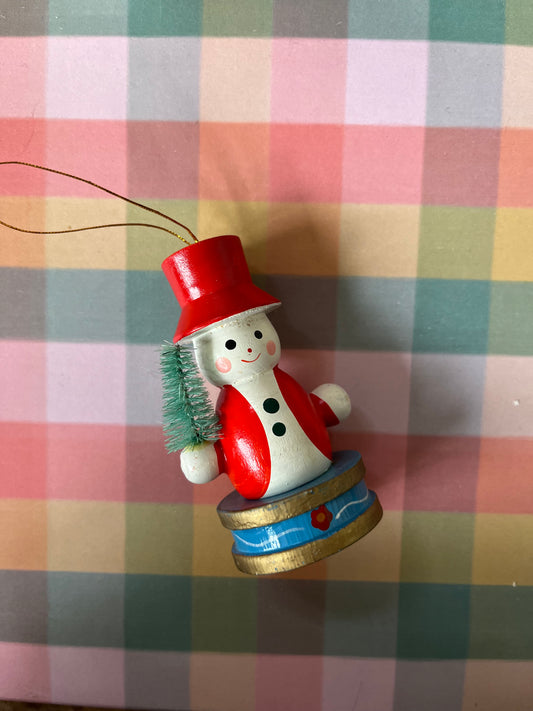 Vintage wooden snowman decorations