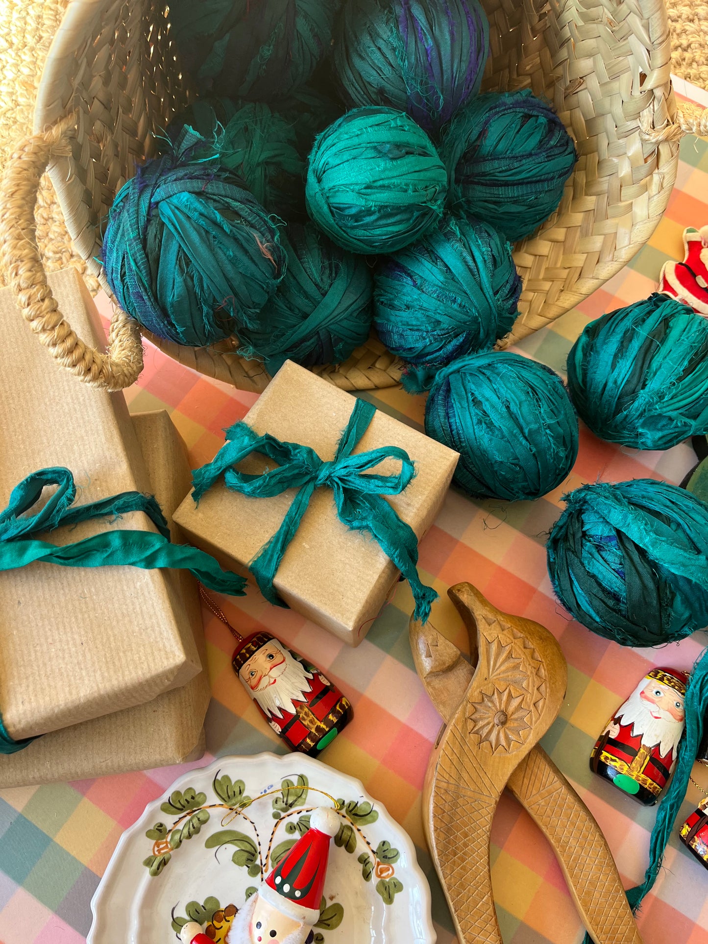 Recycled silk ribbon - Pine