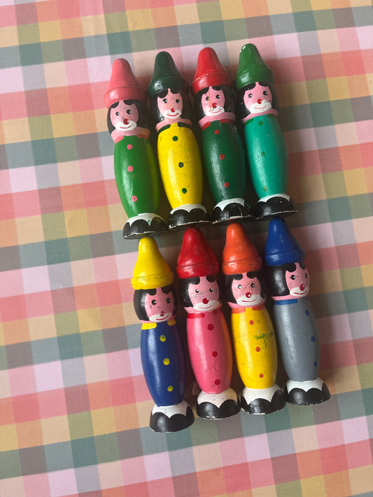 Vintage wooden clown skittle