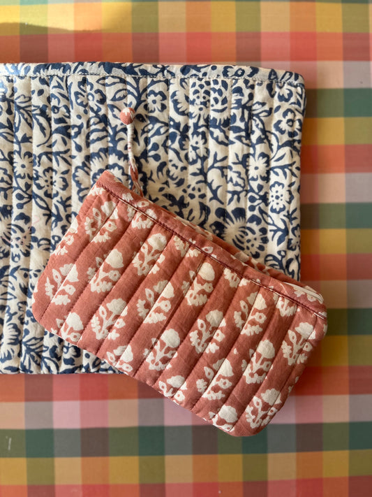 Hand block-printed small cotton pouch