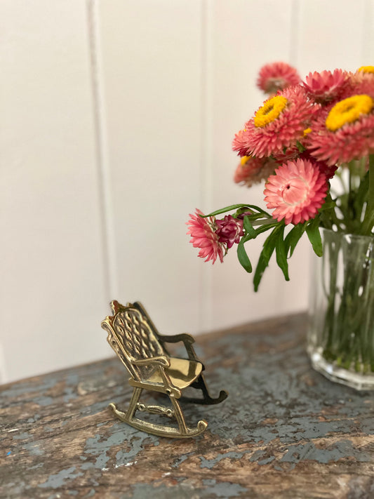 Vintage brass miniature rocking chair