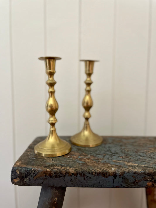 Pair of brass candlestick holders