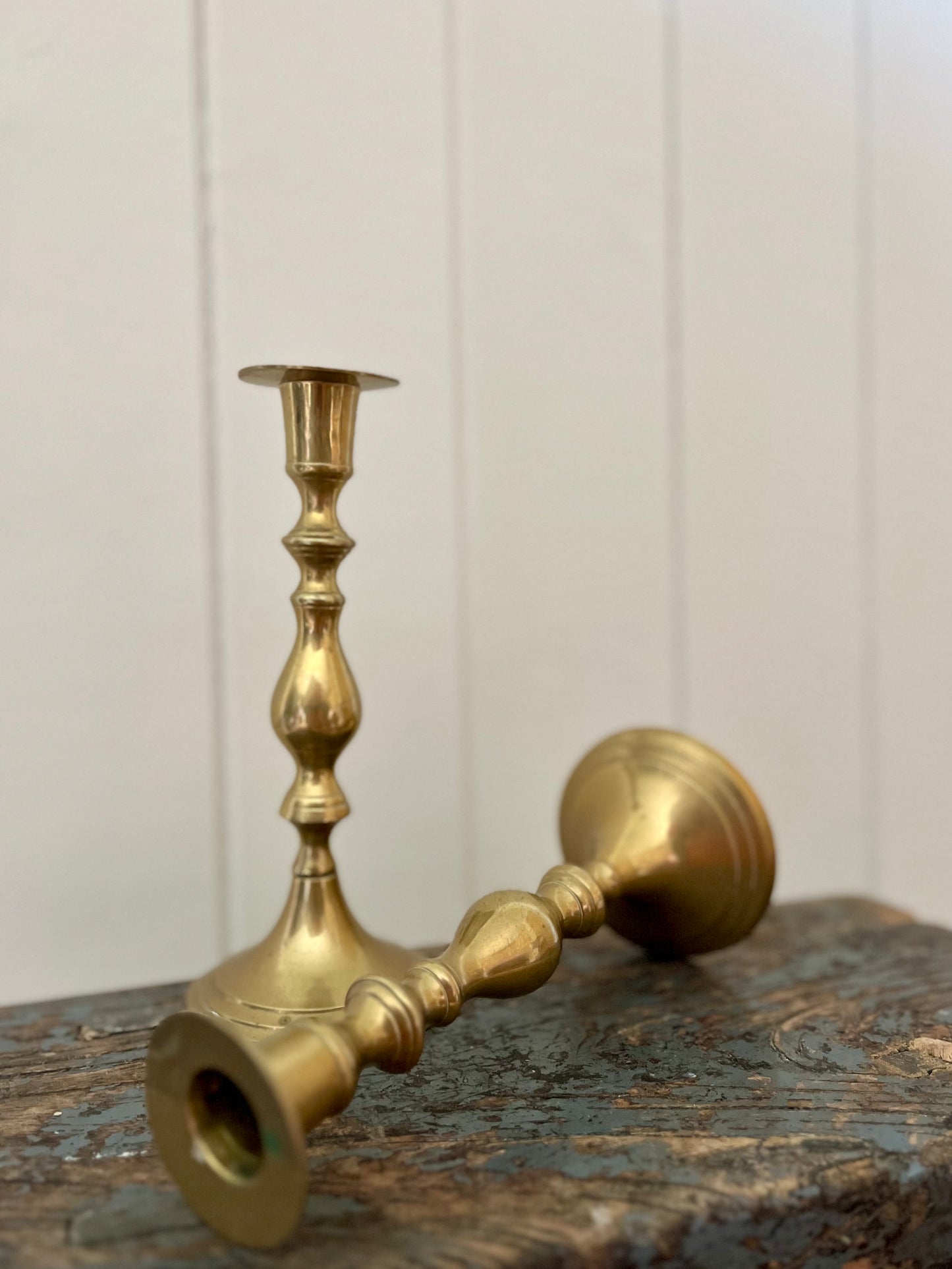 Pair of brass candlestick holders