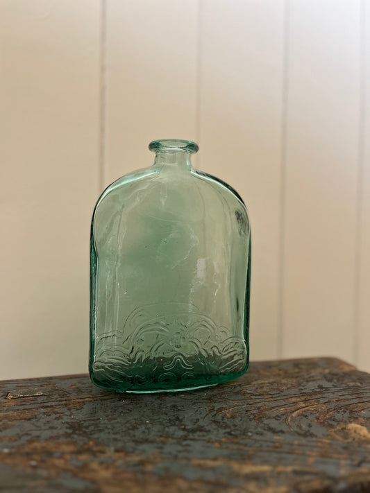 Large vintage thick cut glass bottle