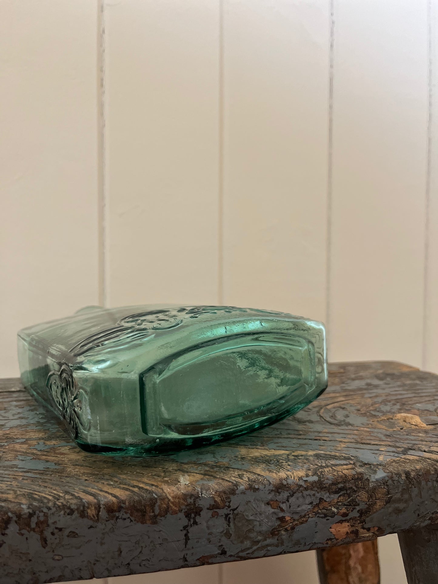 Large vintage thick cut glass bottle