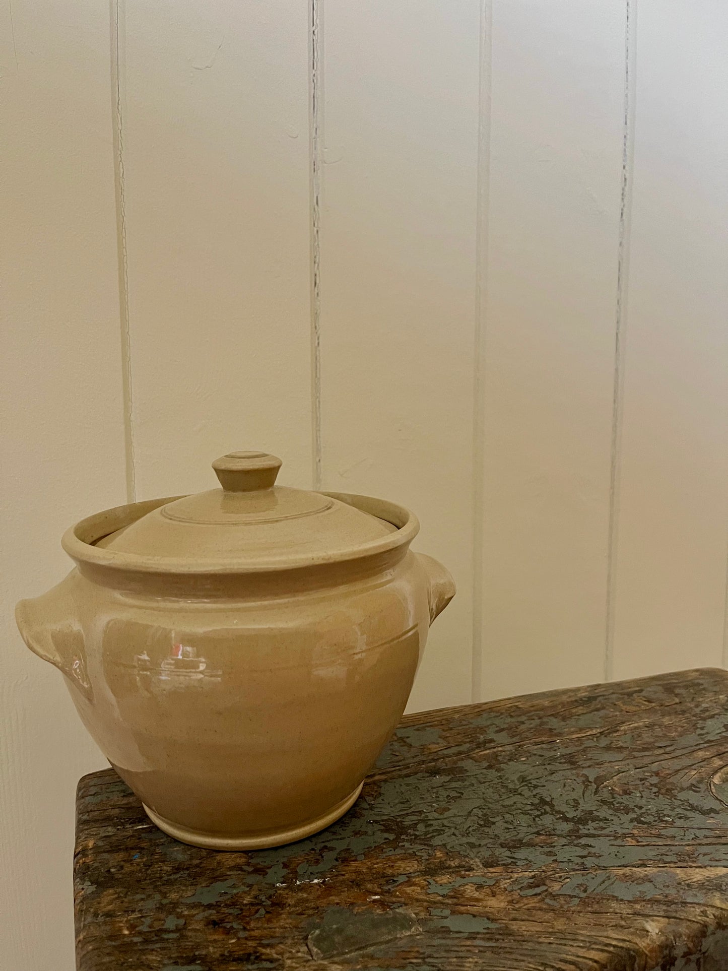 Vintage stoneware stew pot