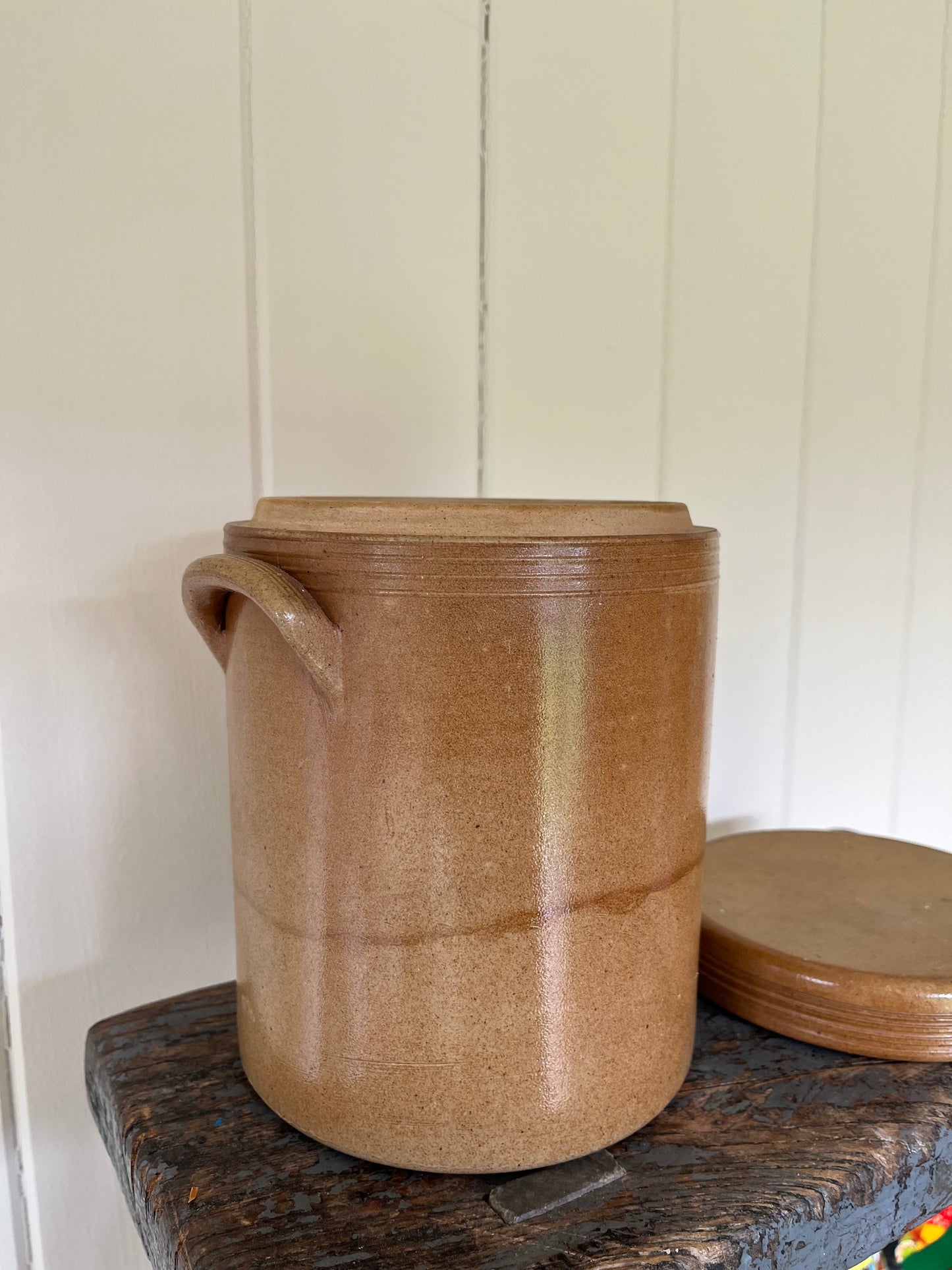 Large French vintage stoneware storage jar