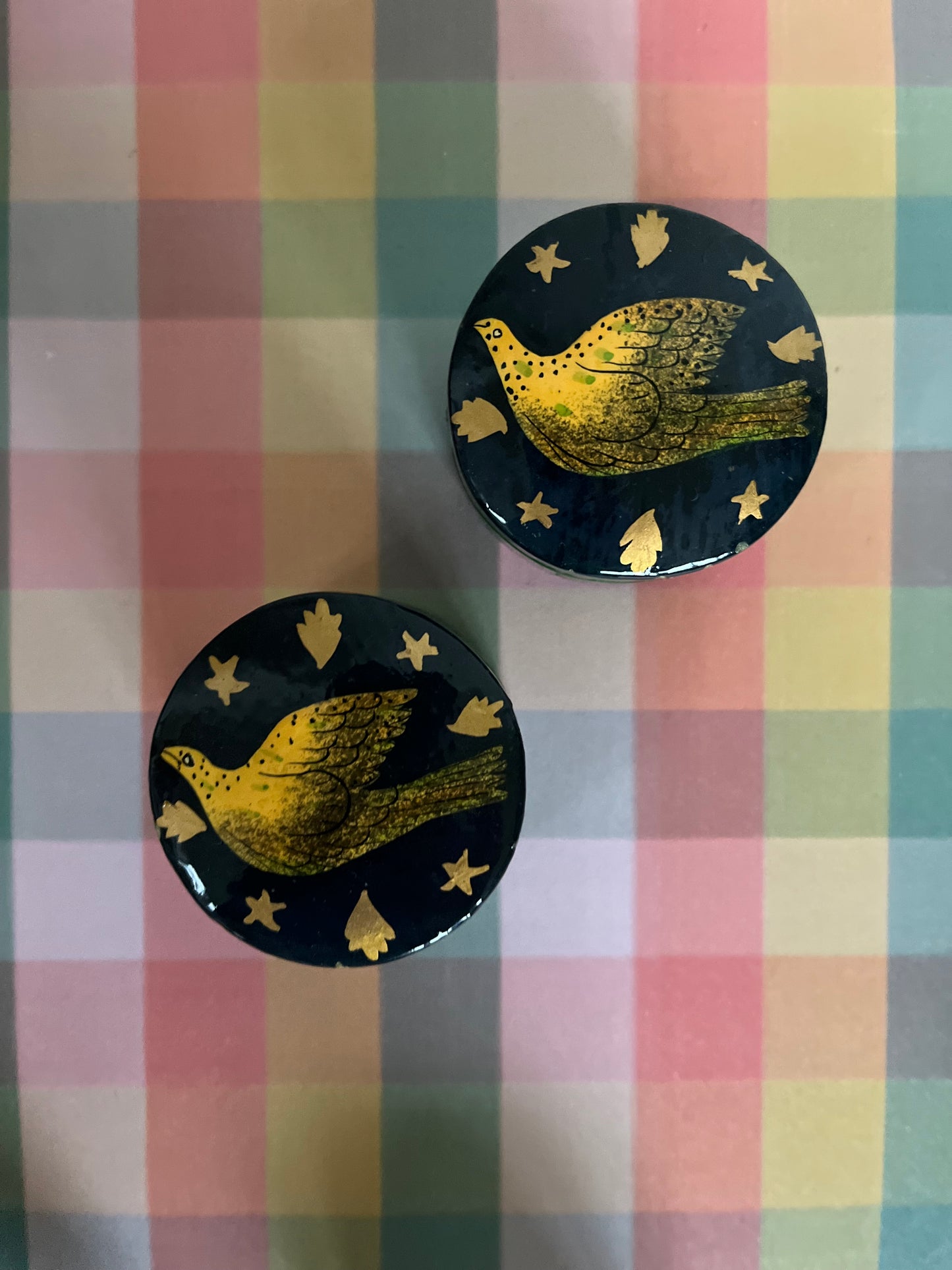 Vintage papier-maché trinket pot