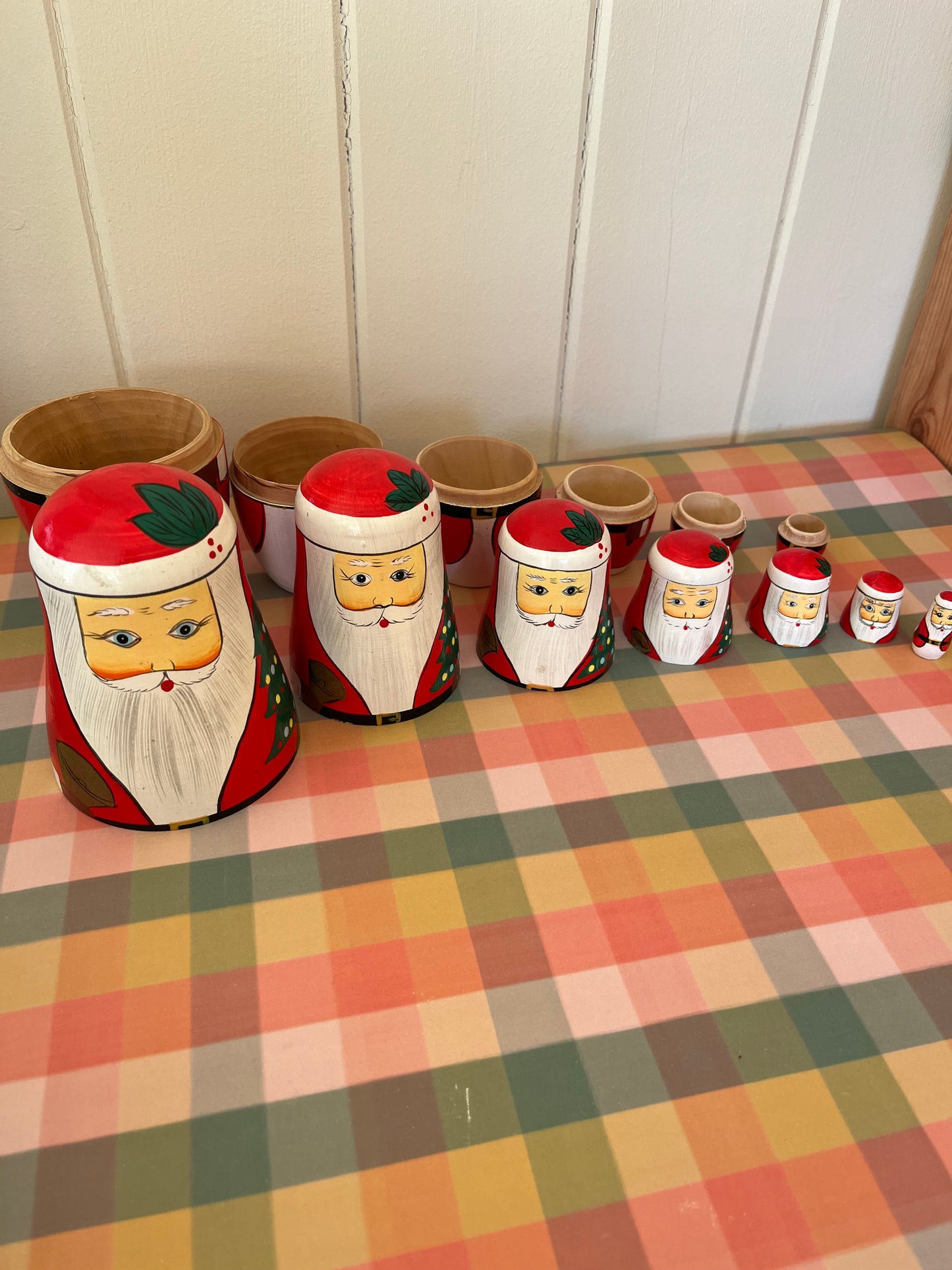 Large 7 piece Matryoshka Santa Dolls