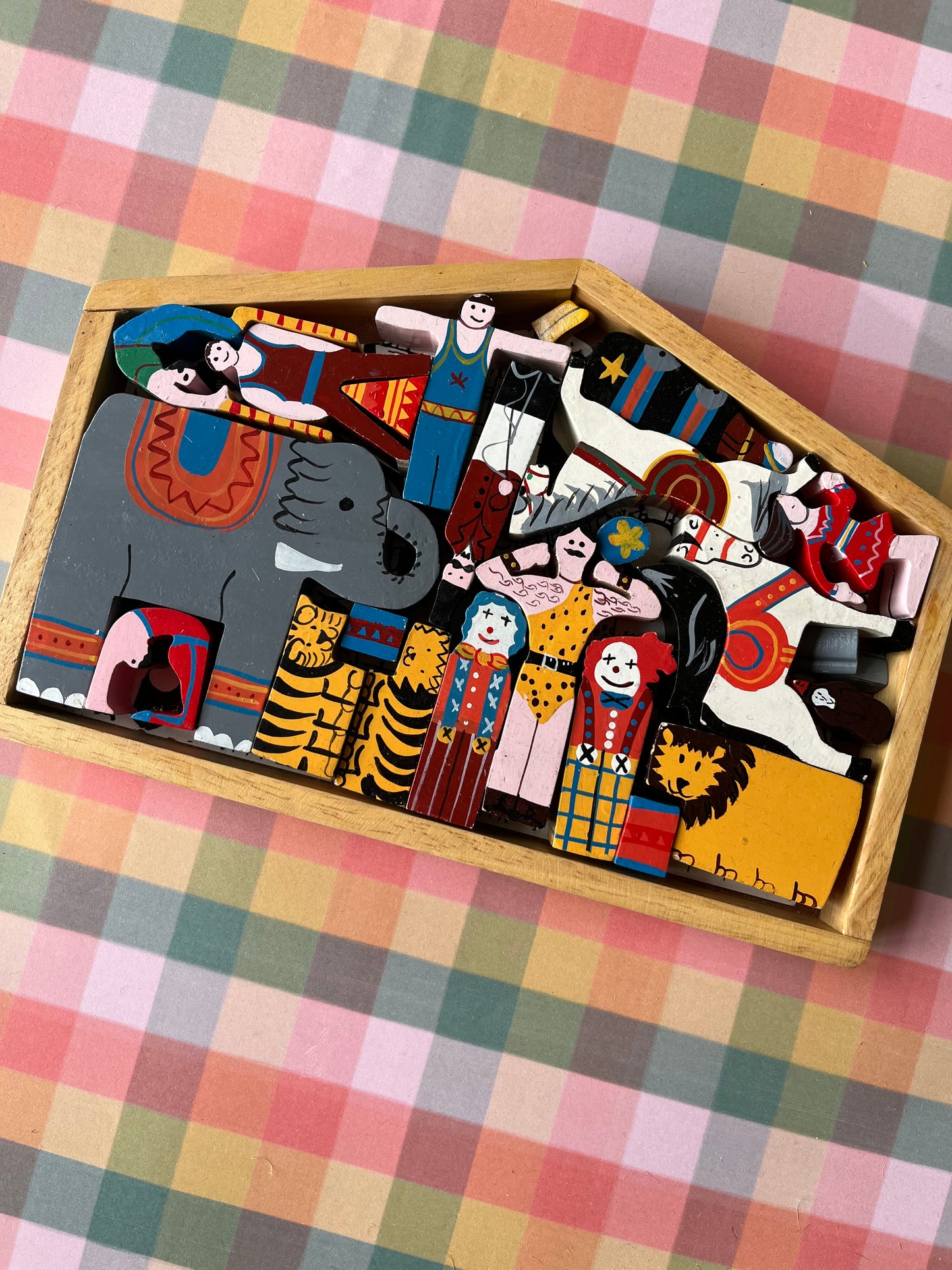 Vintage wooden circus puzzle