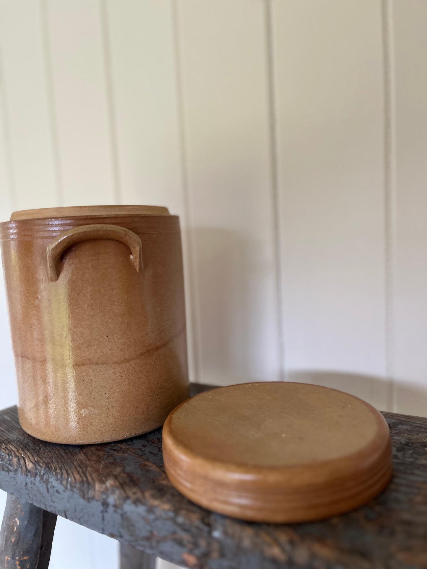 Large French vintage stoneware storage jar