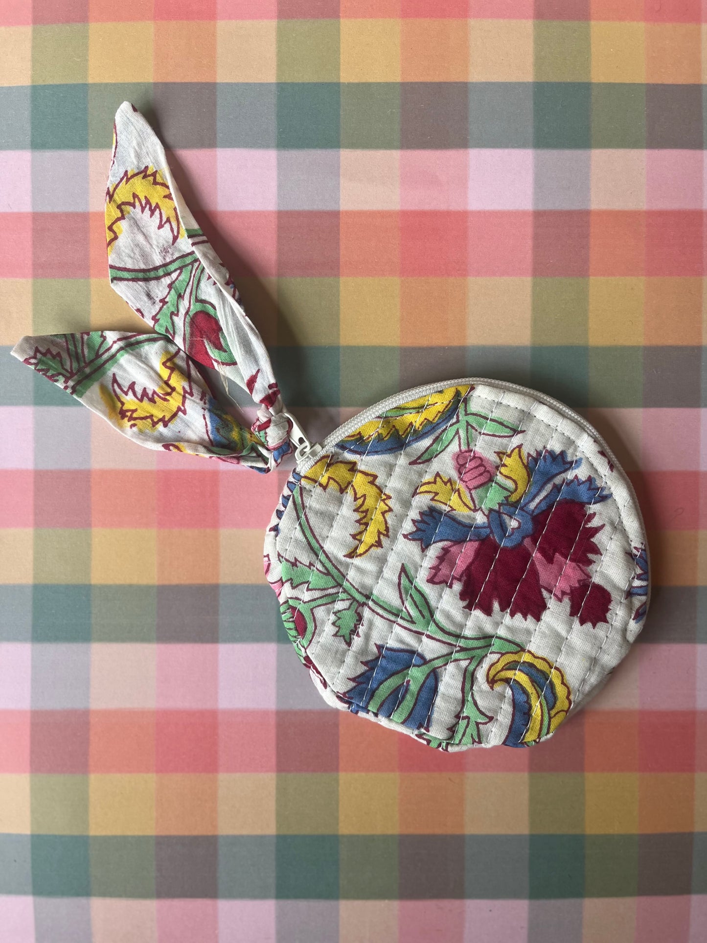 Block Print Round Coin Purse Mixed Prints