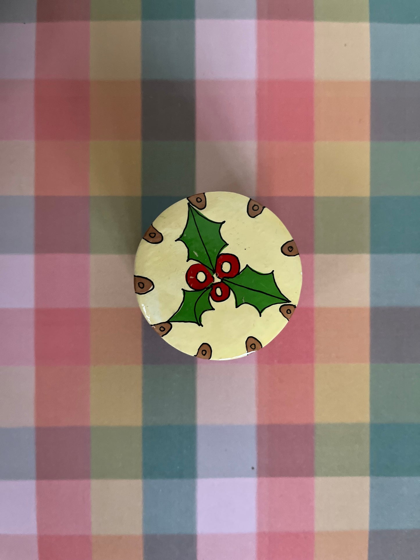 Vintage papier-maché trinket pot