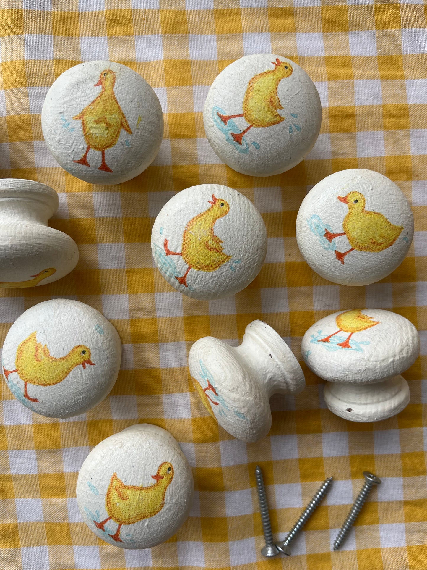 Handpainted wooden door knobs