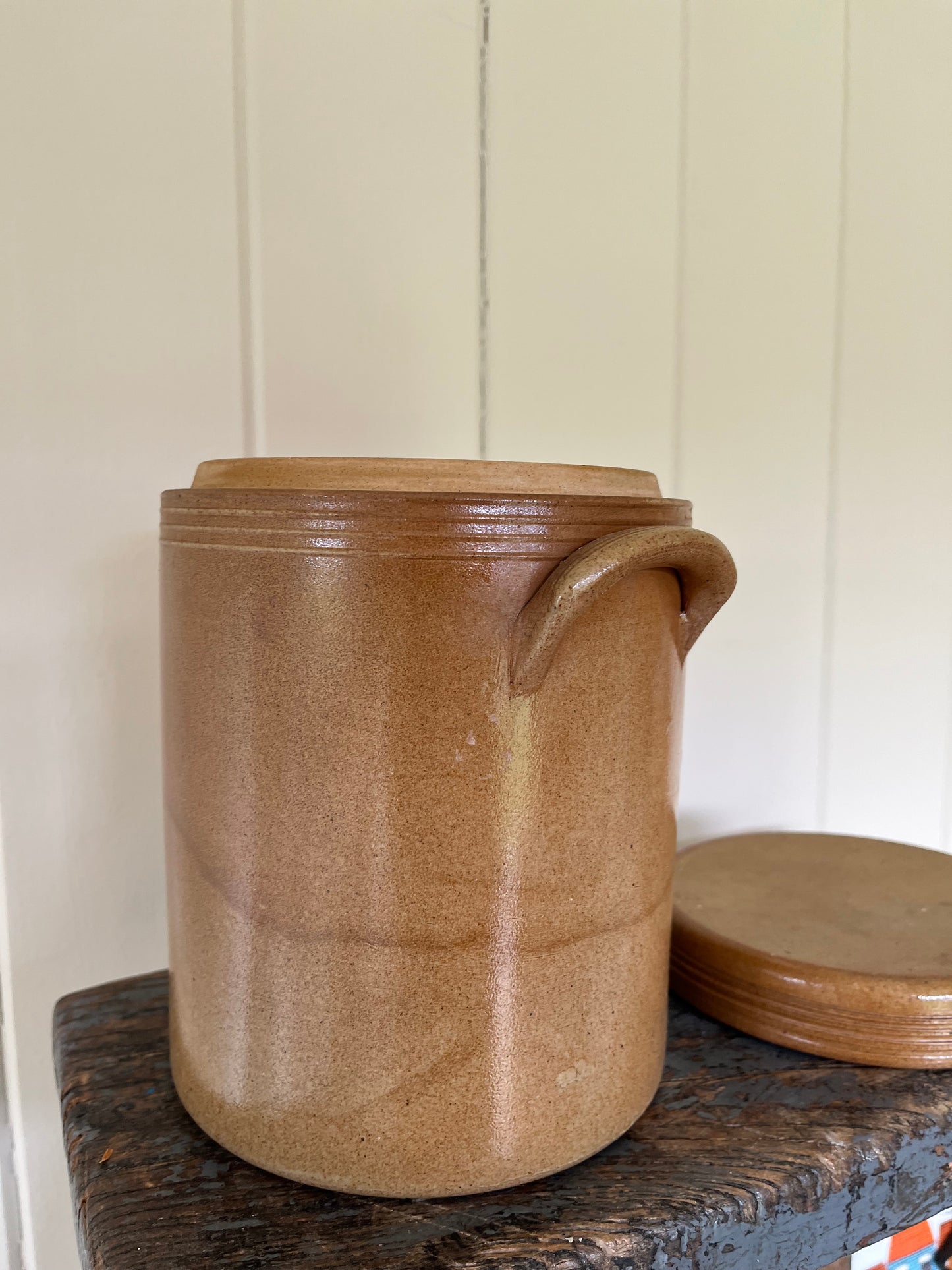 Large French vintage stoneware storage jar