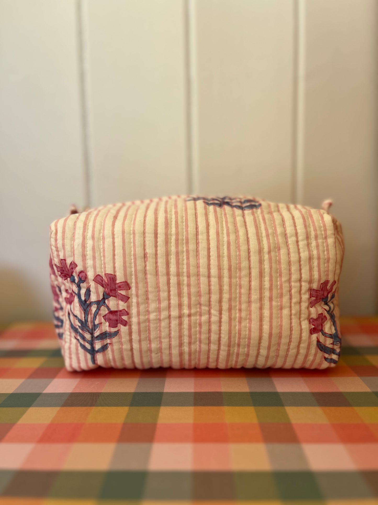 Hand block printed toiletry bags