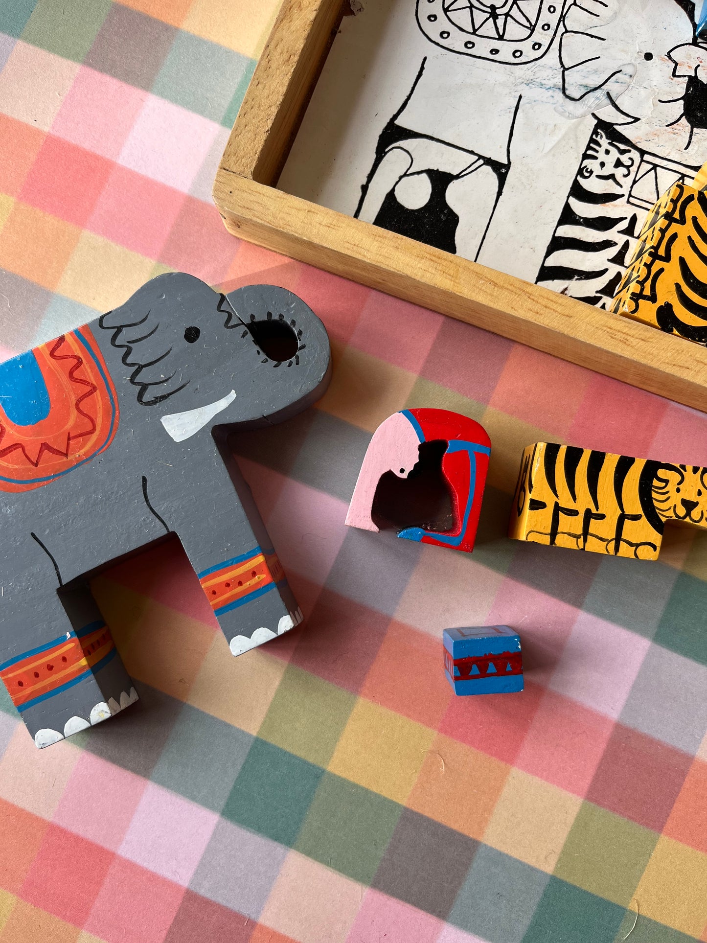 Vintage wooden circus puzzle