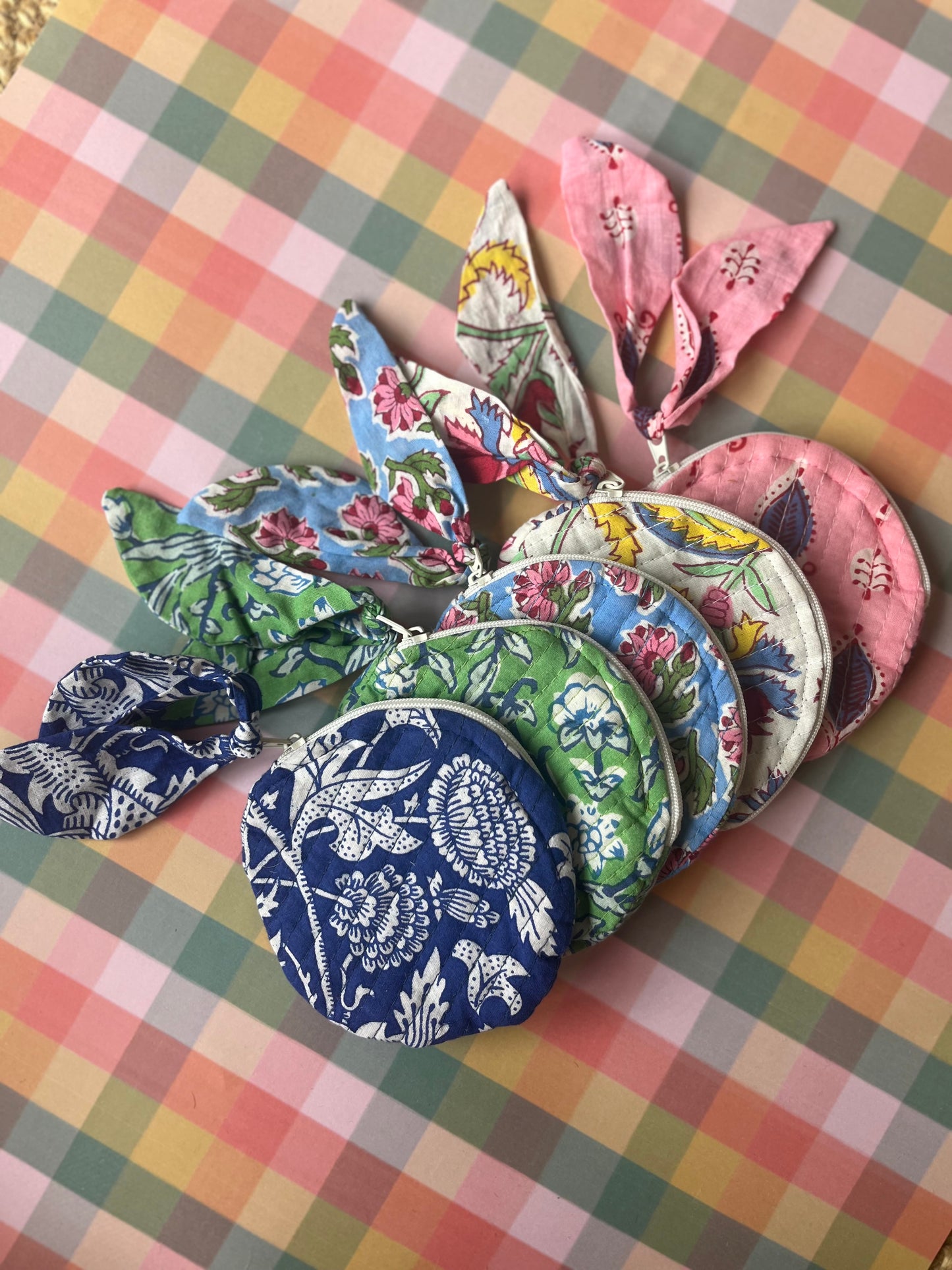 Block Print Round Coin Purse Mixed Prints