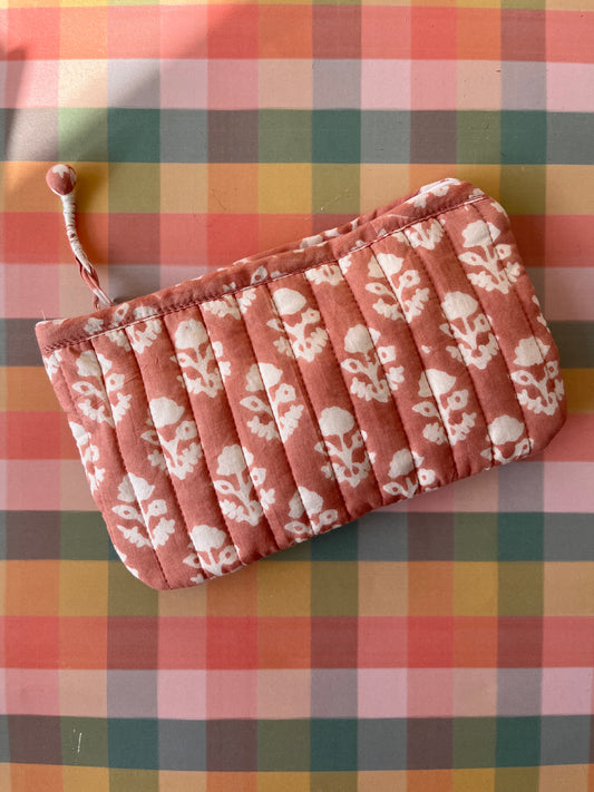 Hand block-printed small cotton pouch