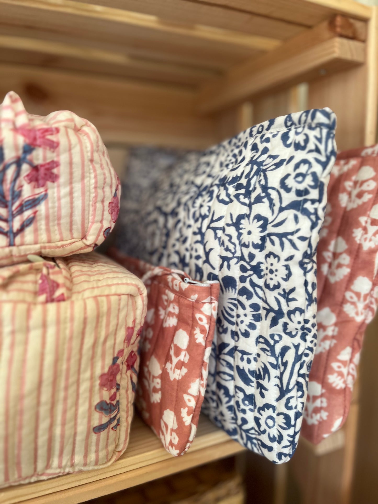 Hand block-printed small cotton pouch