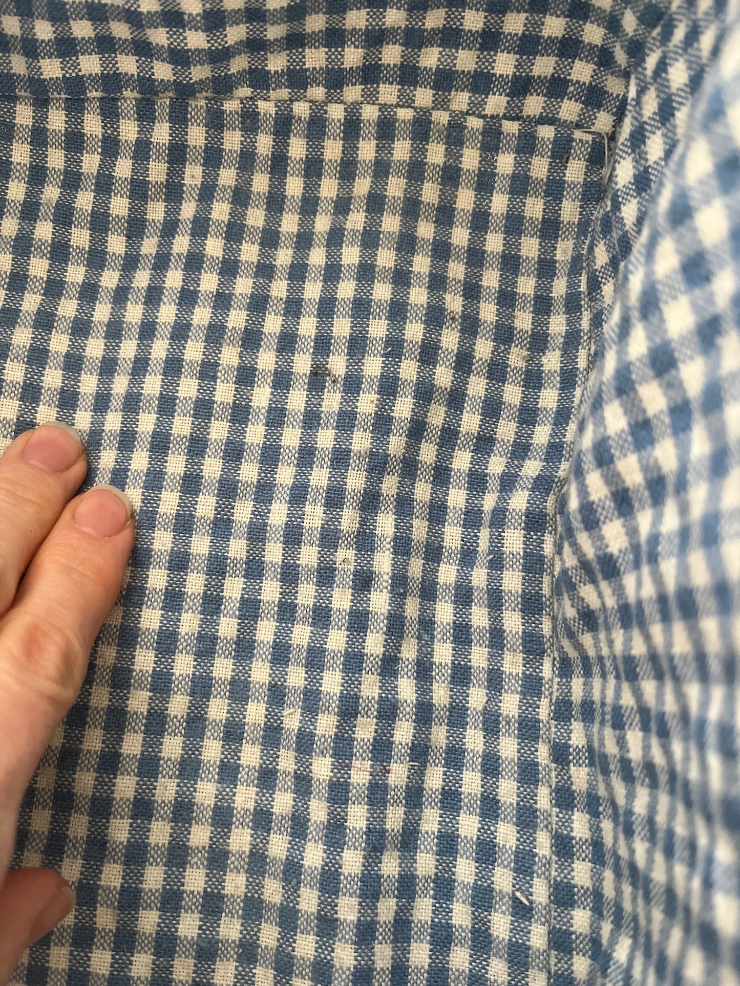 Blue gingham lined basket