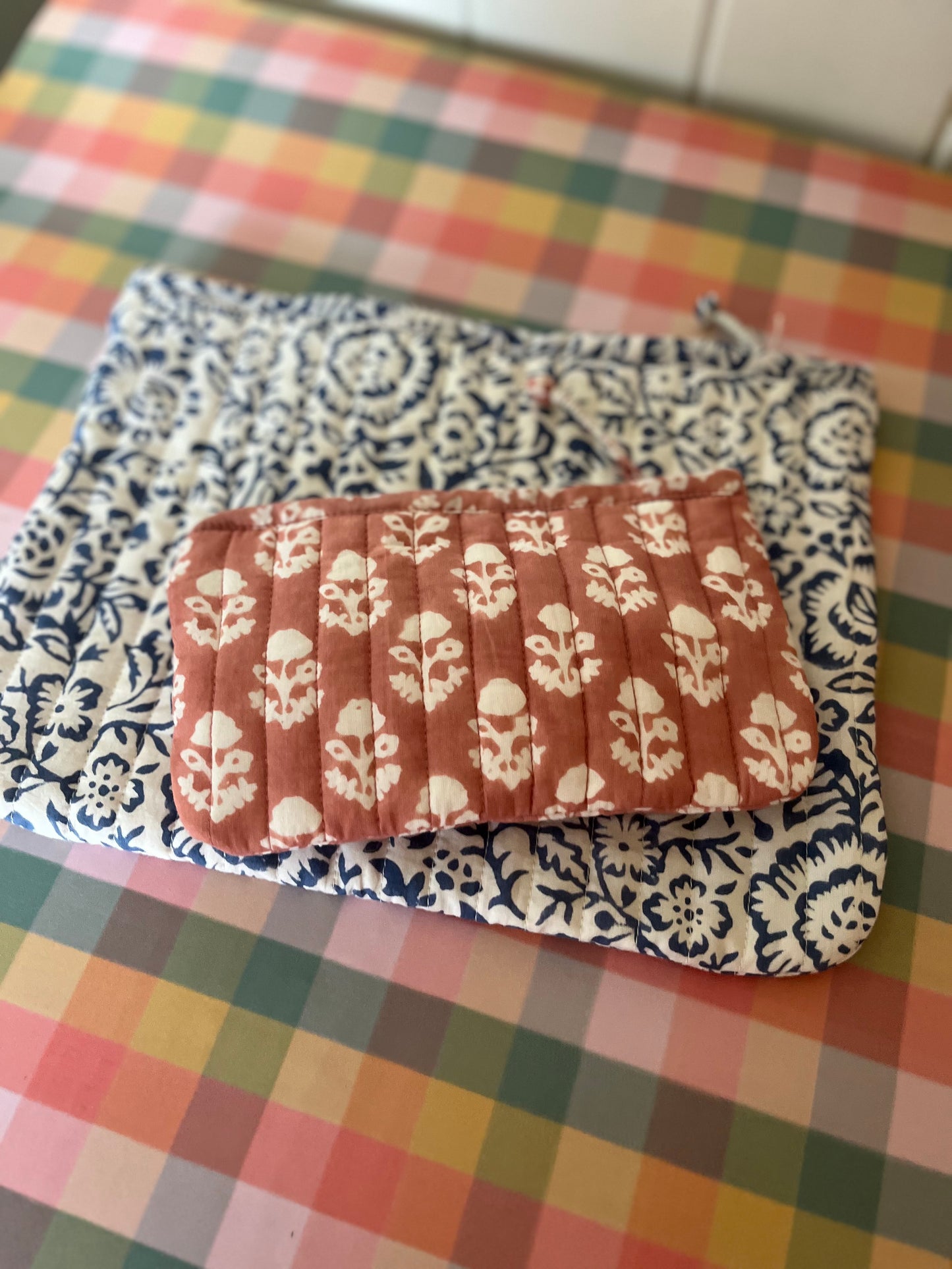 Hand block-printed small cotton pouch