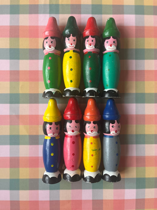 Vintage wooden clown skittle