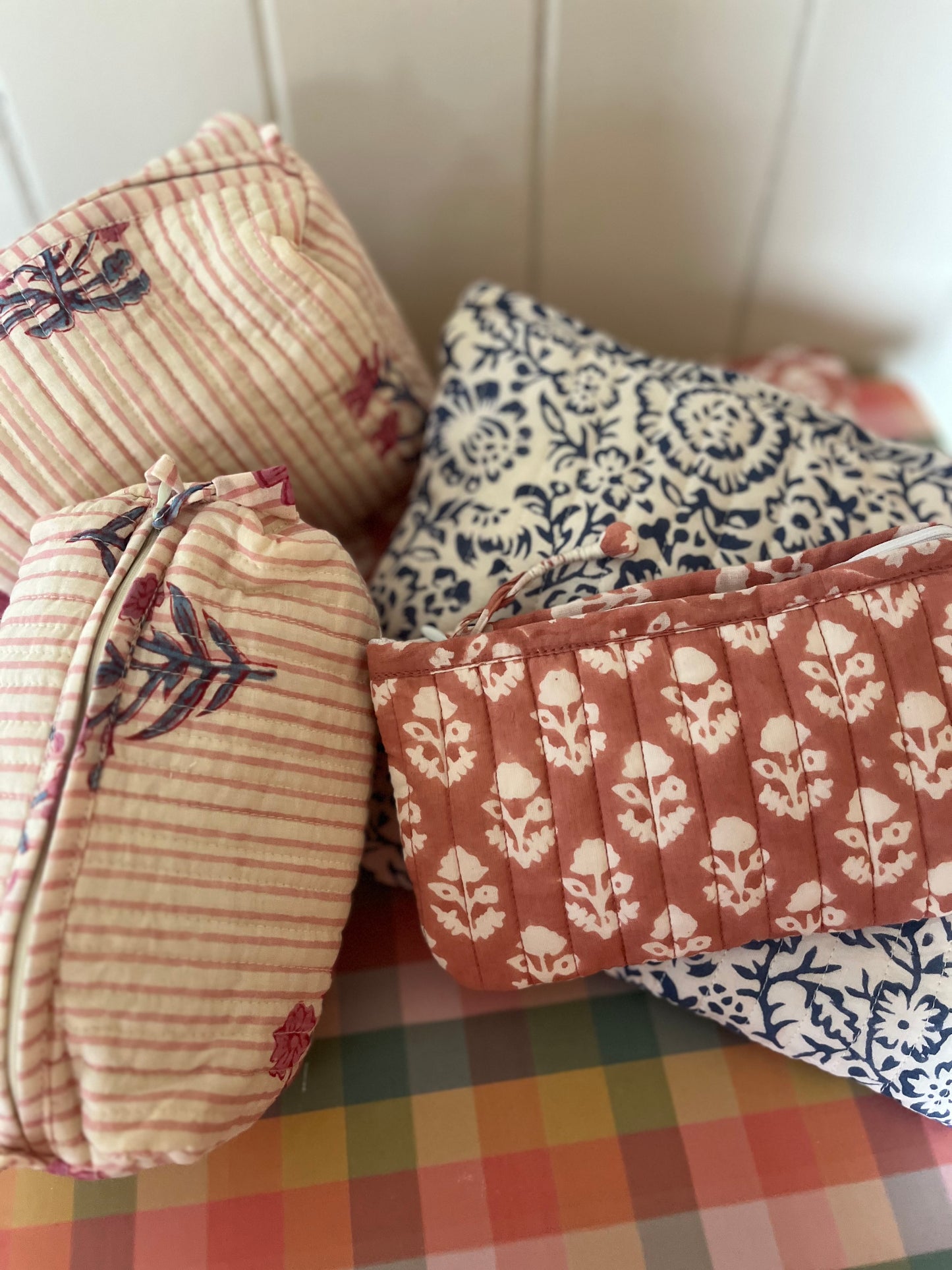 Hand block-printed small cotton pouch