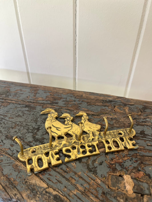 Vintage Home Sweet Home brass hooks
