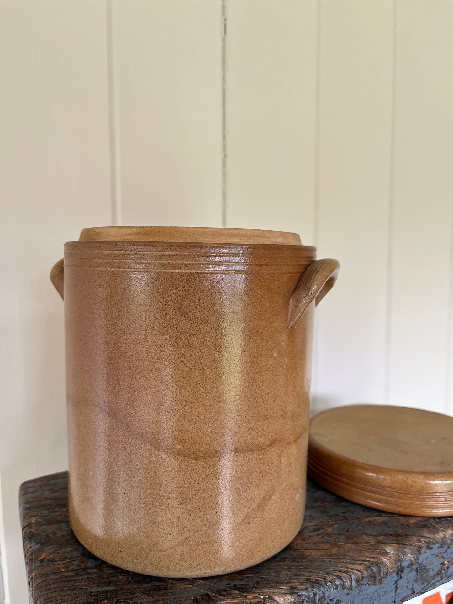 Large French vintage stoneware storage jar