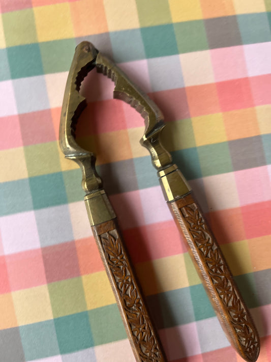Vintage brass and wood nutcracker