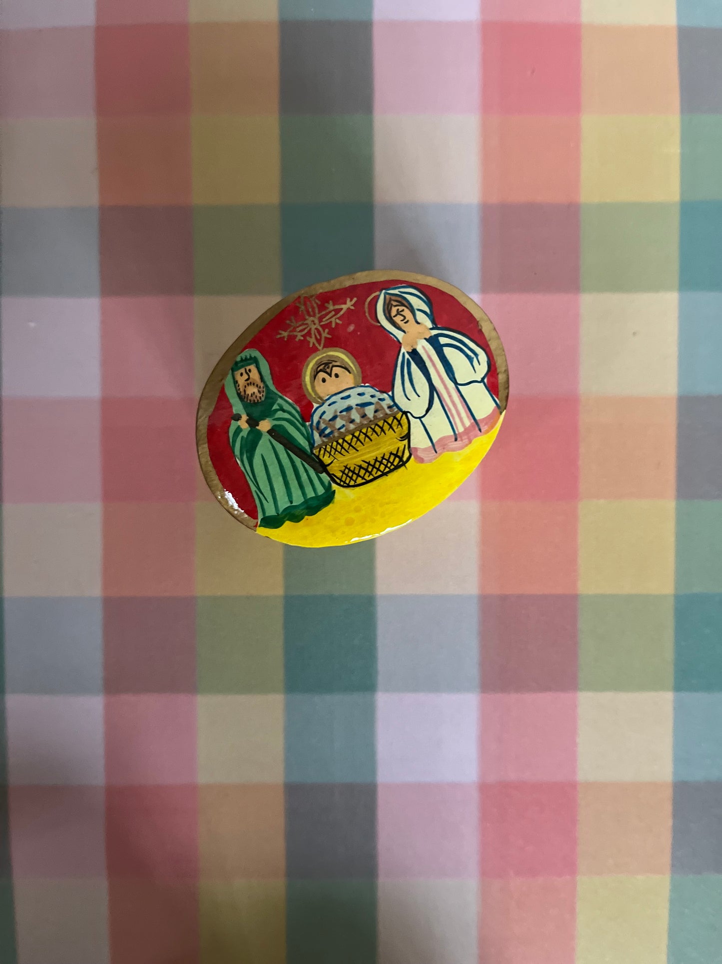 Vintage papier-maché trinket pot