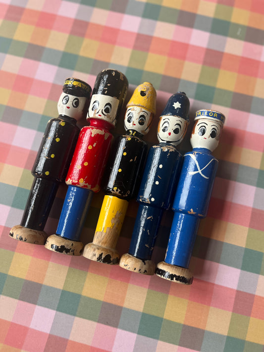 Vintage wooden character skittles