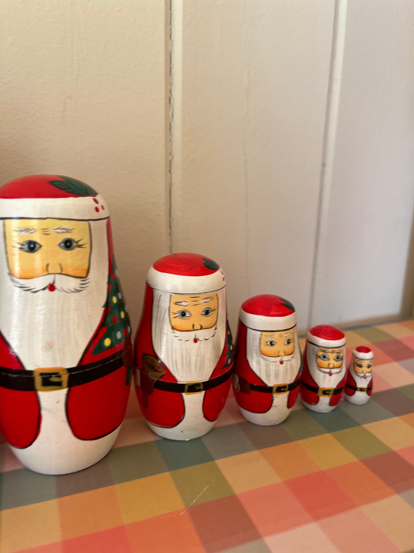 Large 7 piece Matryoshka Santa Dolls