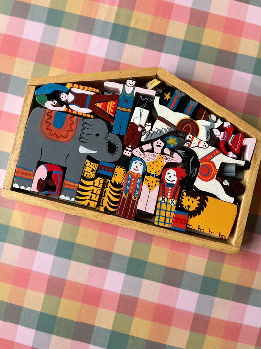 Vintage wooden circus puzzle