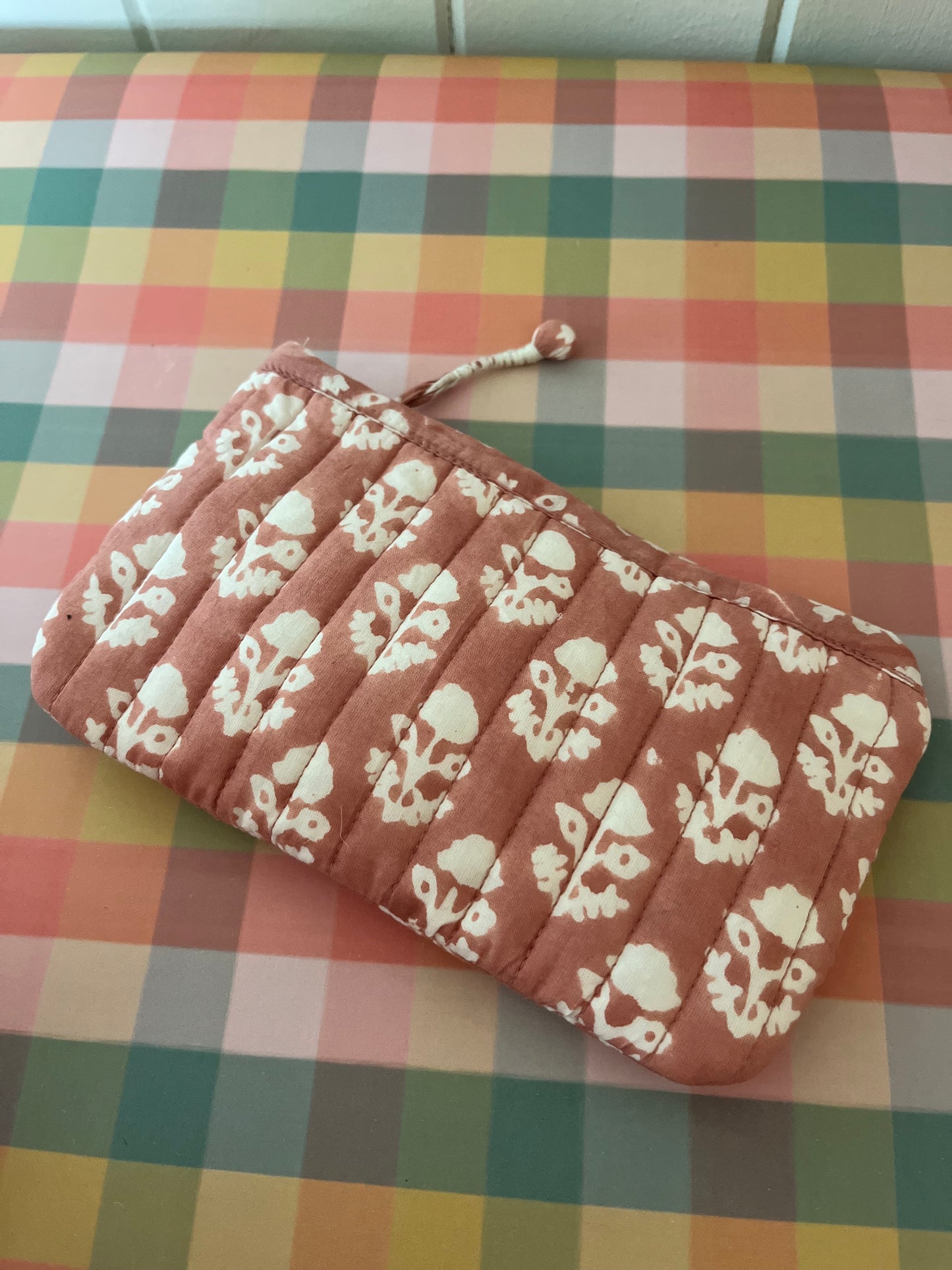 Hand block-printed small cotton pouch