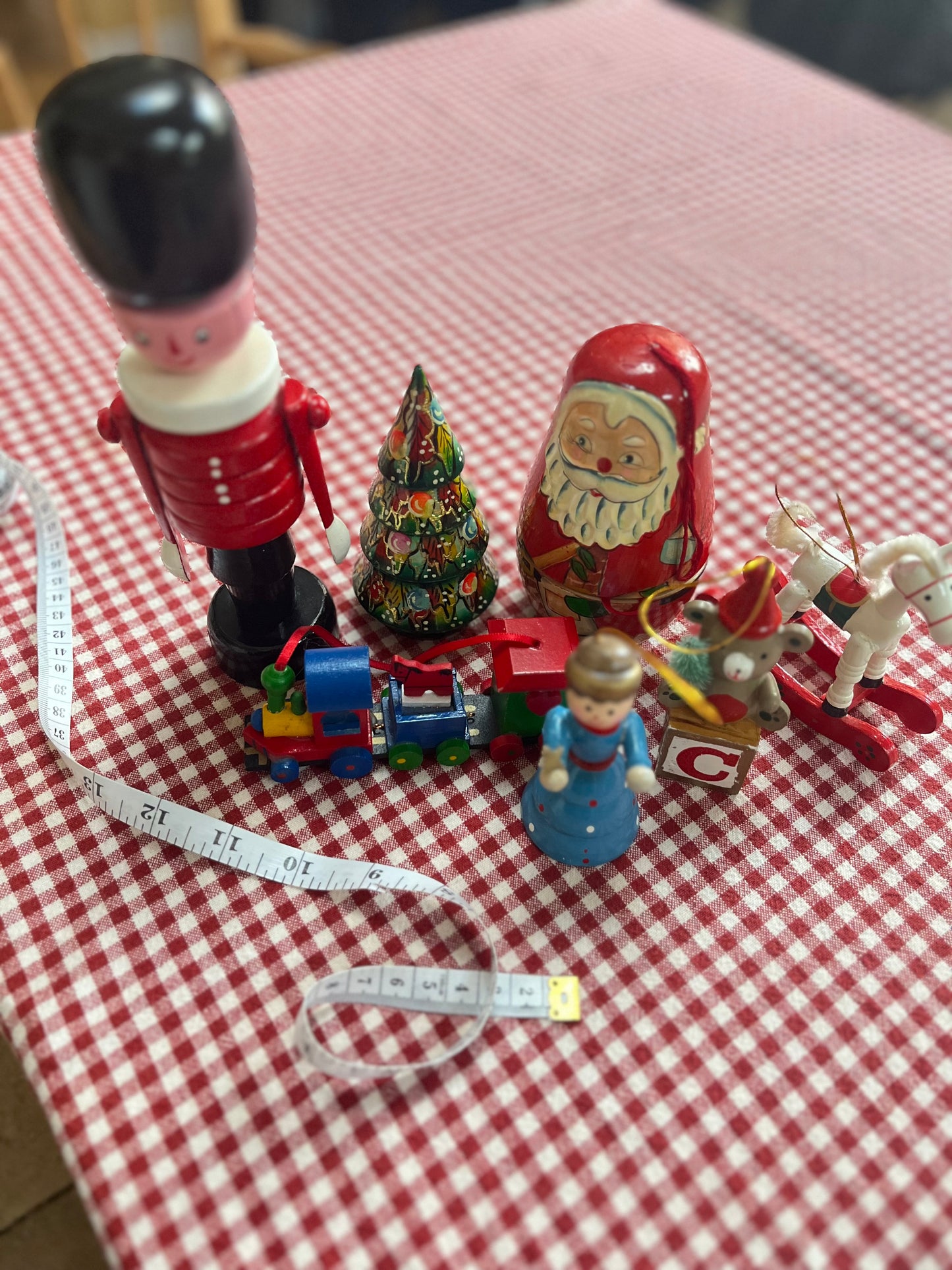 Vintage wooden stacking toy soldier