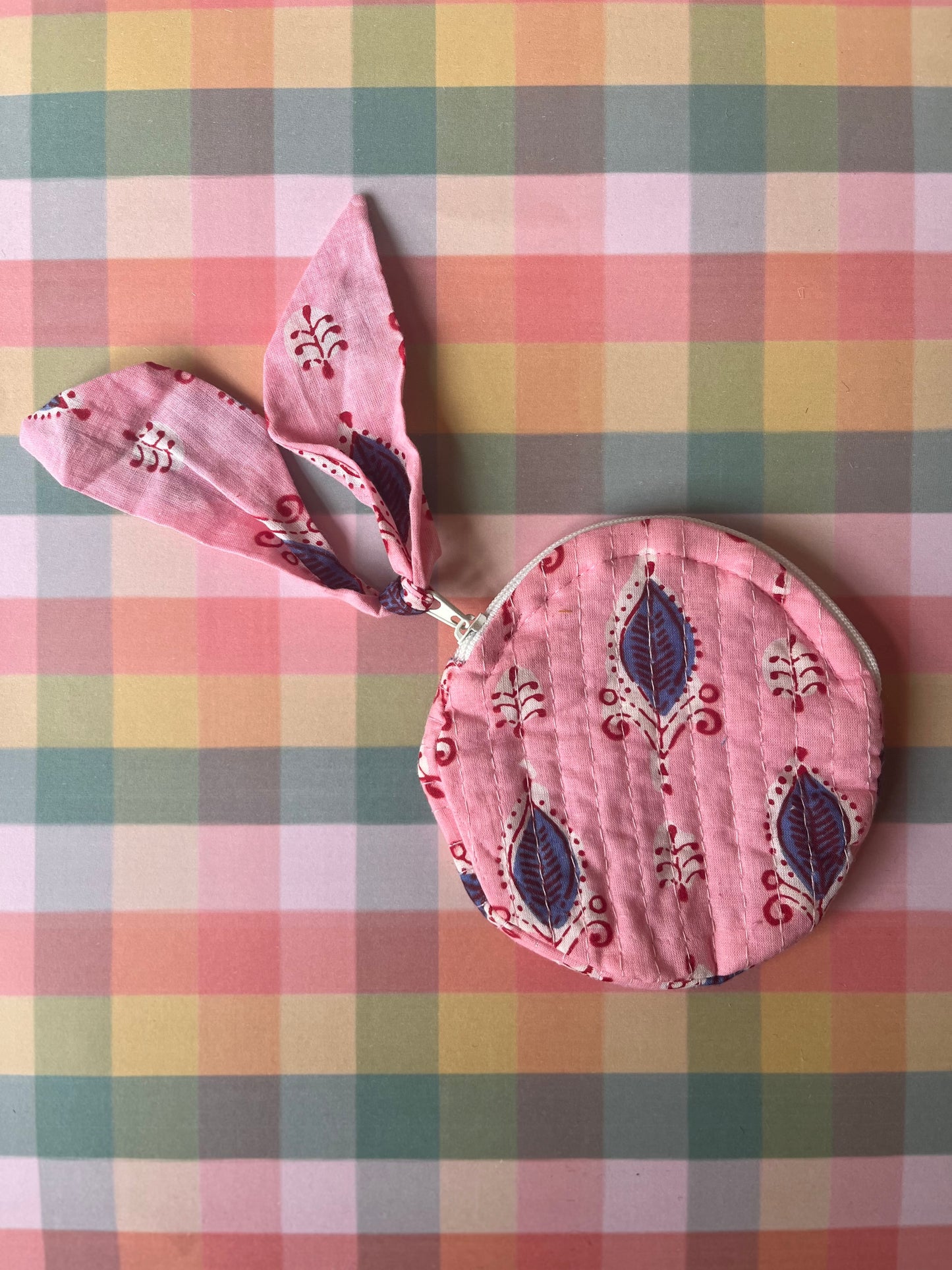 Block Print Round Coin Purse Mixed Prints
