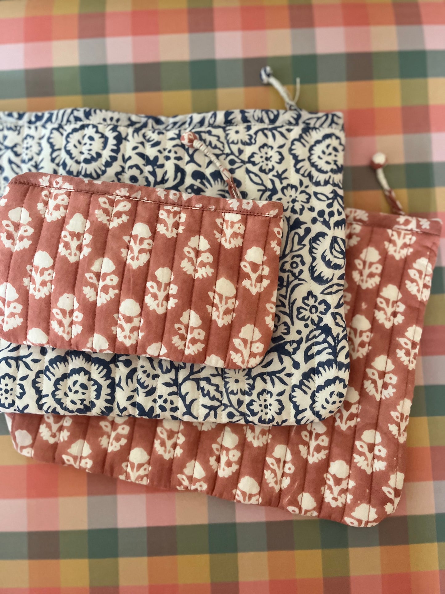 Hand block-printed small cotton pouch