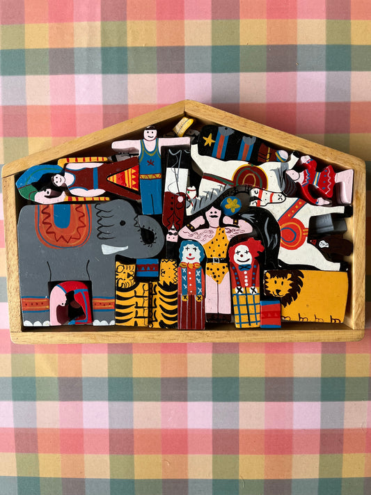 Vintage wooden circus puzzle