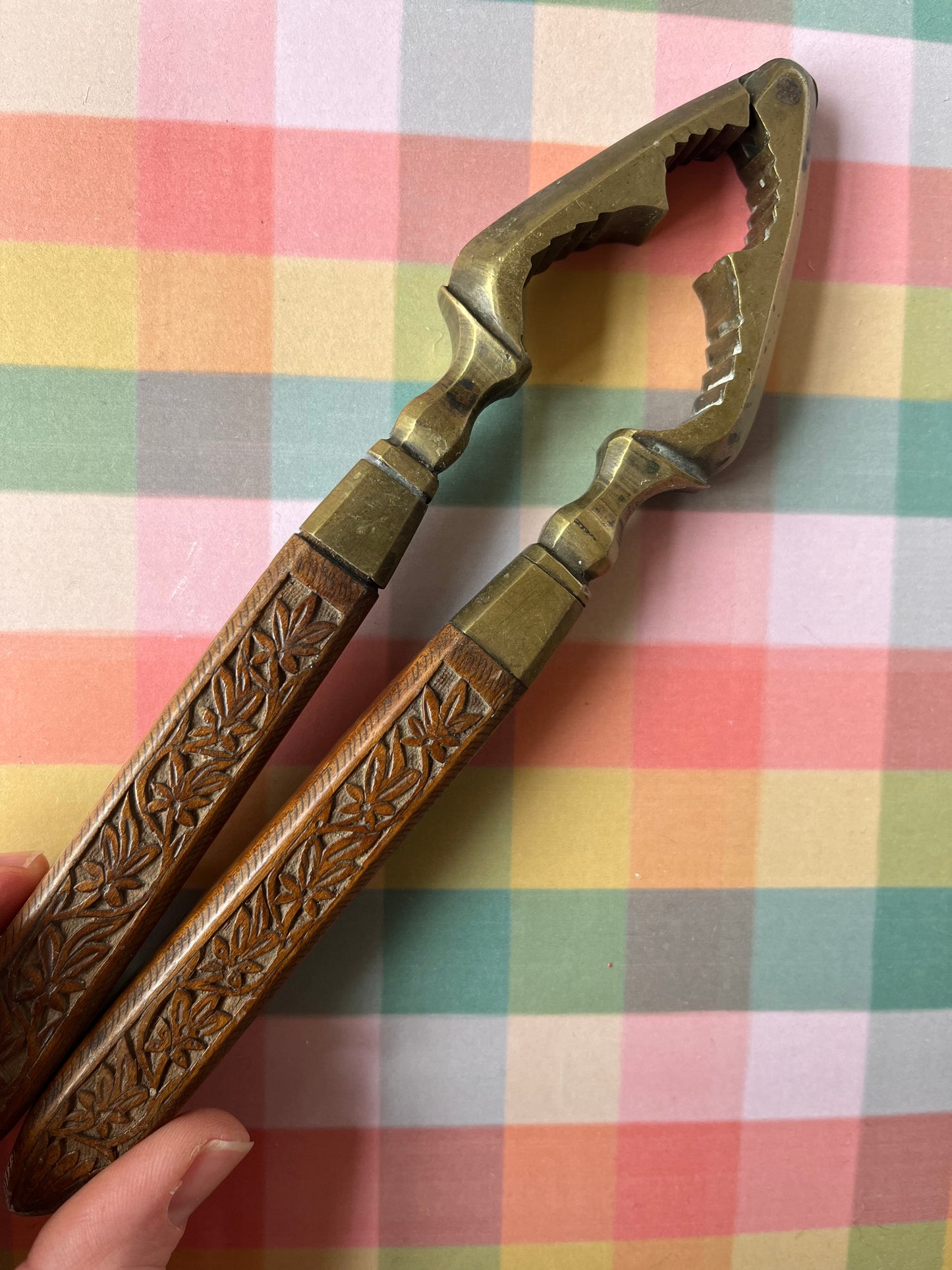 Vintage brass and wood nutcracker