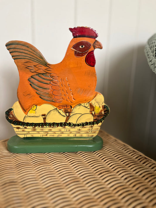 Vintage decorative chicken and chicks