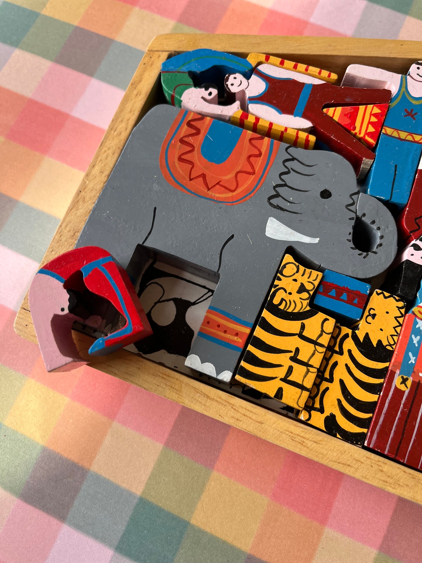 Vintage wooden circus puzzle