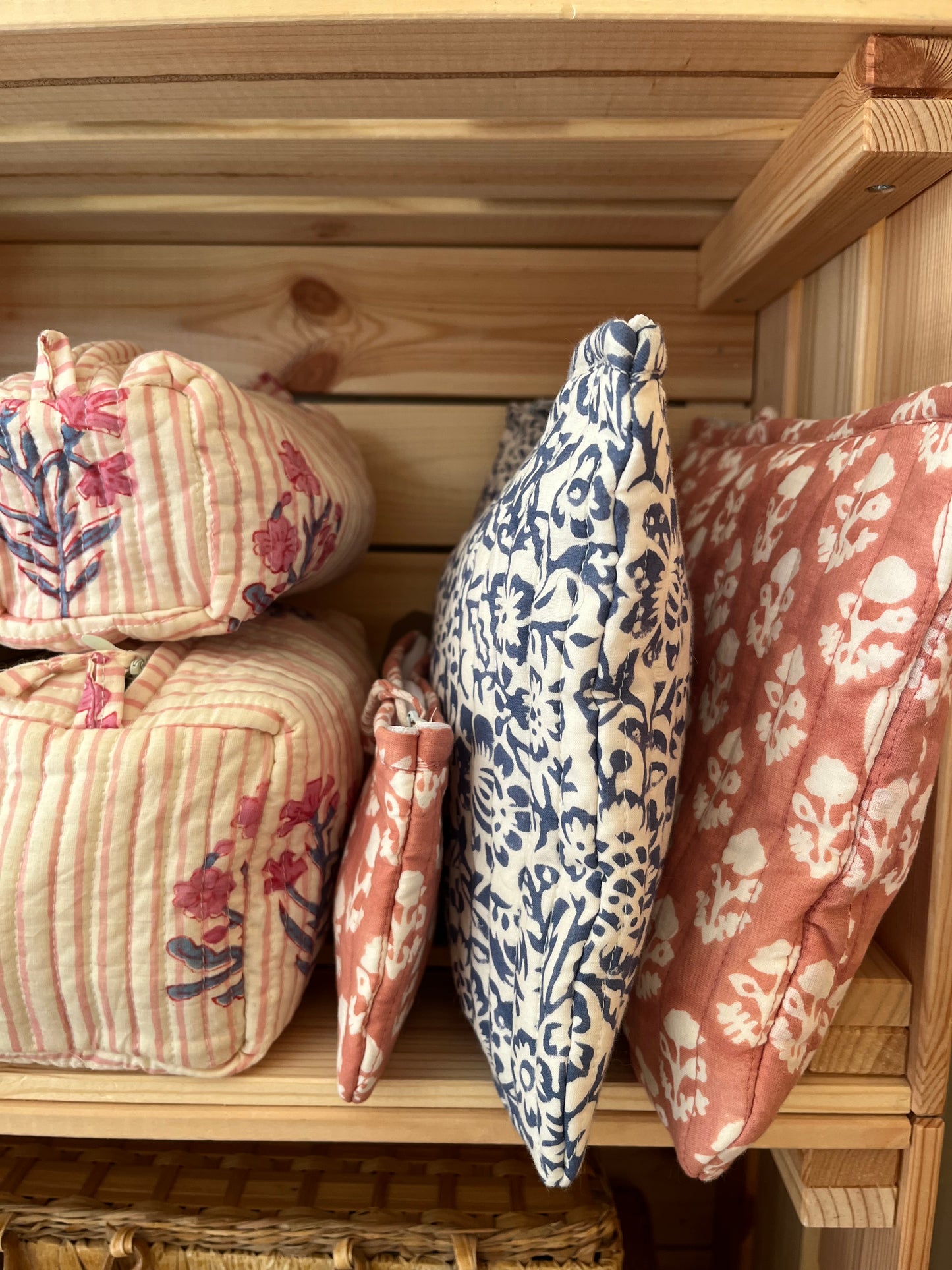 Hand block-printed small cotton pouch