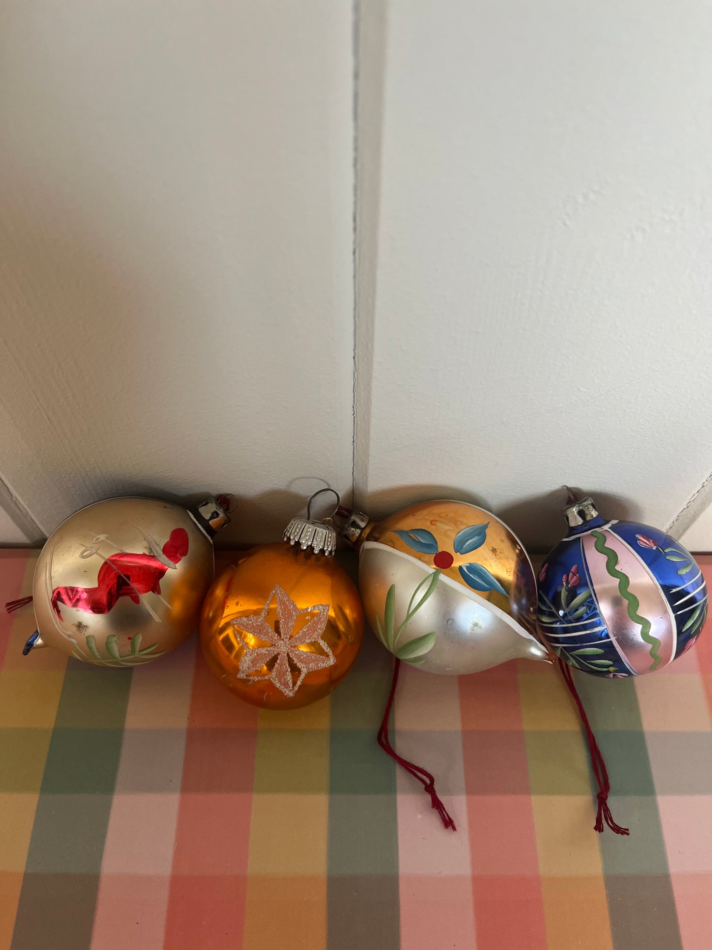 Vintage glass baubles set of 4