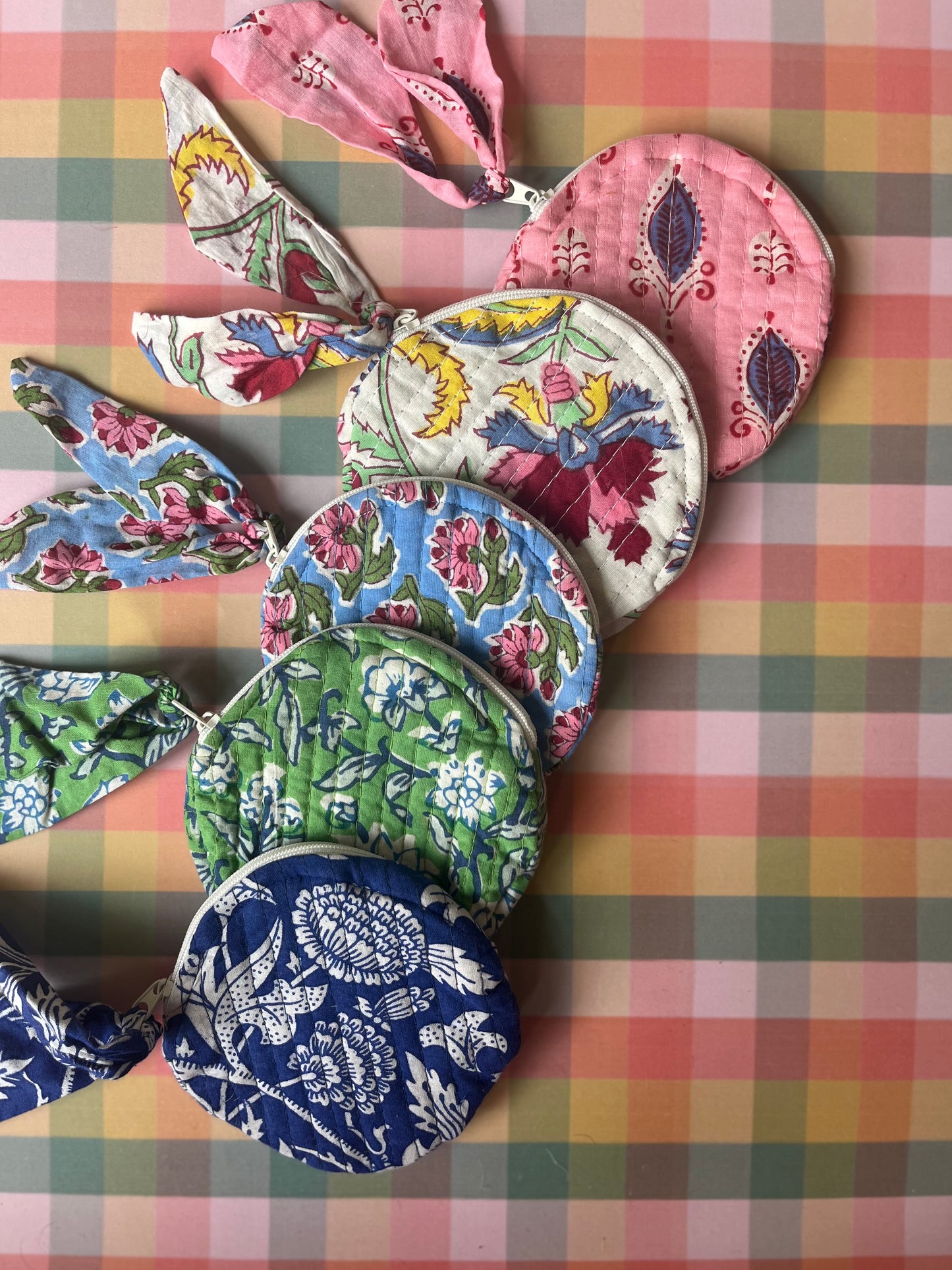 Block Print Round Coin Purse Mixed Prints