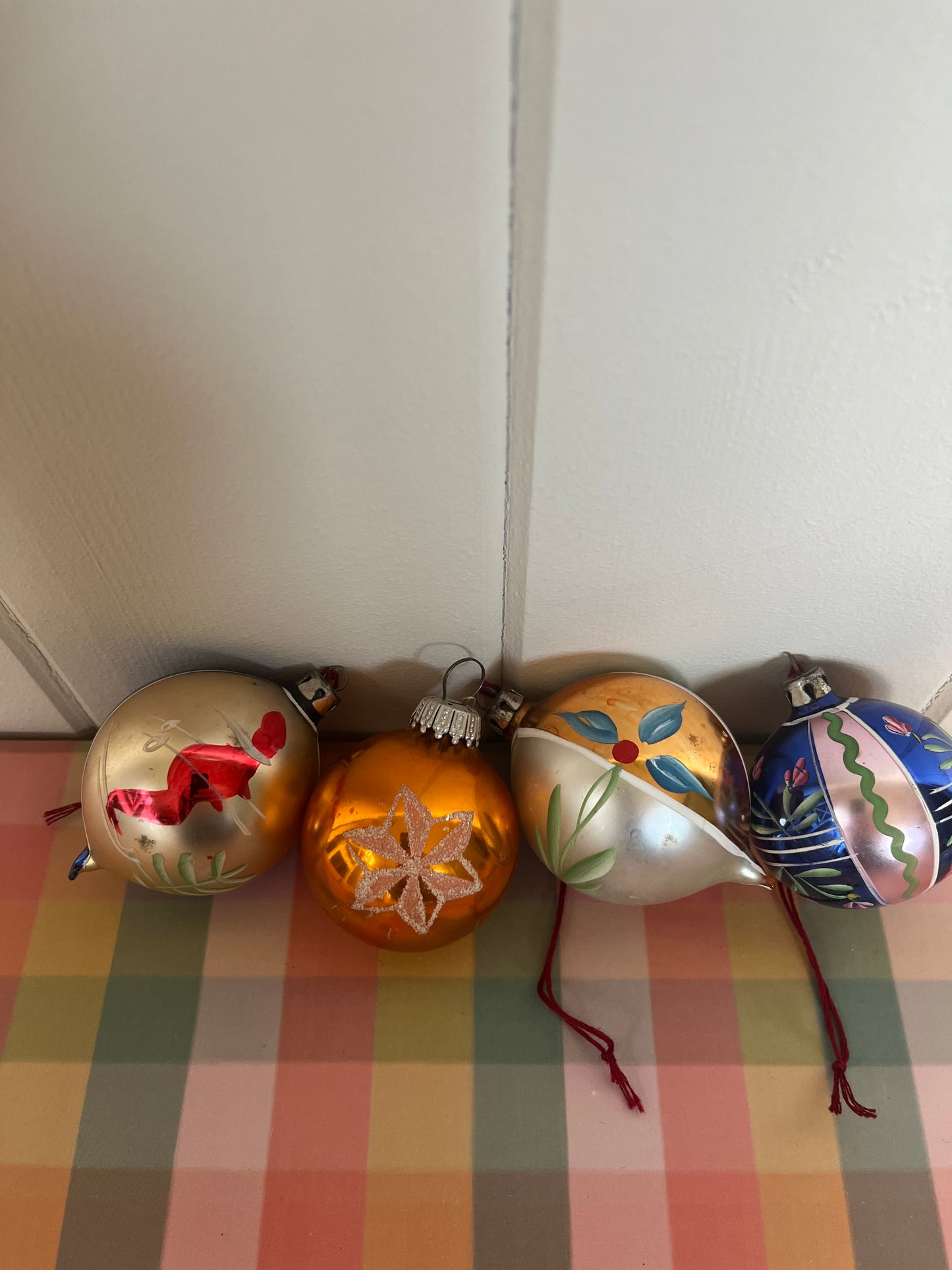 Vintage glass baubles set of 4